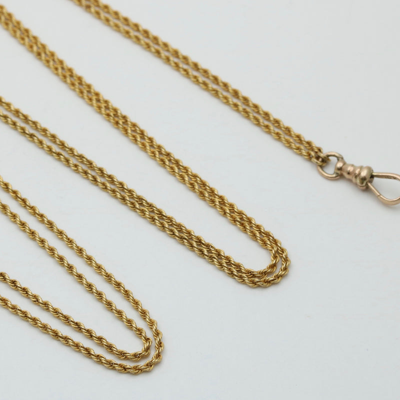 Victorian 10K Rope Longuard Chain, 48” Long – Alpha & Omega Jewelry