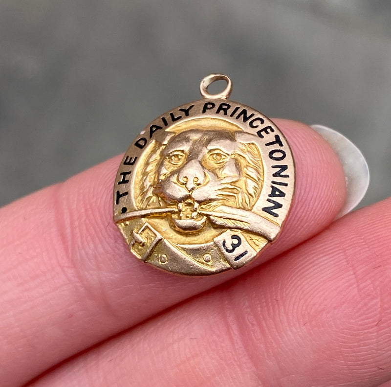 Art Deco Princeton 14K Gold and Enamel Daily Princetonian Charm