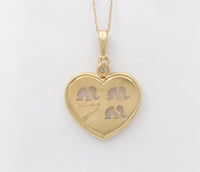 Vintage 14K Gold and Diamond Heart and Elephant Charm, Pendant