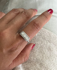 Art Deco Three Stone Diamond and Platinum Ring