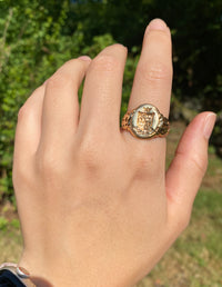 Vintage 14K Gold Shield and Phoenix Signet Ring