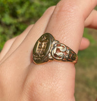 Vintage 14K Gold Shield and Phoenix Signet Ring