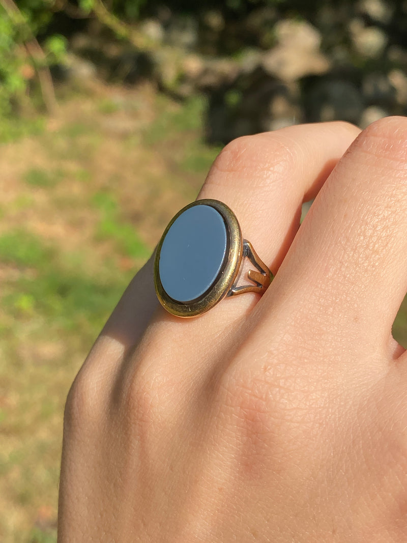 Vintage Sardonyx and 14K Gold Signet Ring