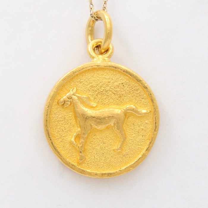 Year of the Horse Zodiac 24K Gold Disc Charm