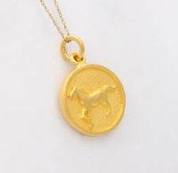 Year of the Horse Zodiac 24K Gold Disc Charm