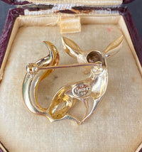Vintage 14K Gold Abstract Sleek Fox Brooch, Animal Pin