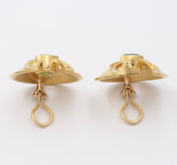 Modernist 18K Gold, Green Tourmaline and Diamond Statement Clip Earrings