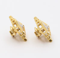 Architectural 18K Gold and 2.9 Carat Diamond Vintage Clip Earrings