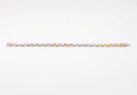 Vintage 18K Gold, 15 Carat Rainbow Sapphire and Diamond Line Bracelet, Tennis Bracelet