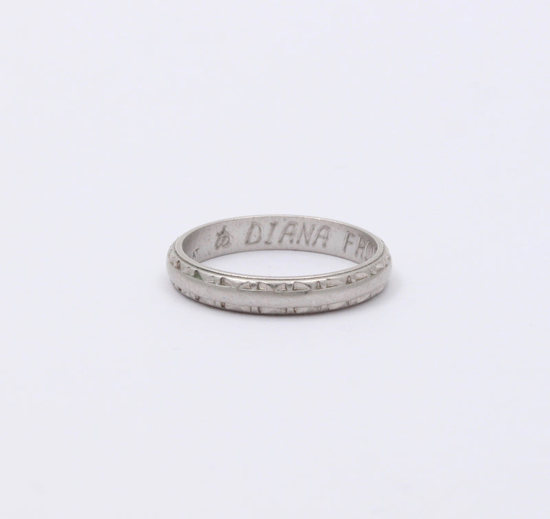 Midcentury Platinum Wedding Band, Vintage Size 6.75 Stacking Ring