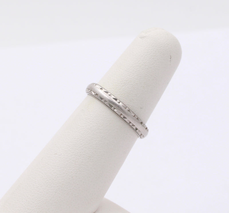 Midcentury Platinum Wedding Band, Vintage Size 6.75 Stacking Ring