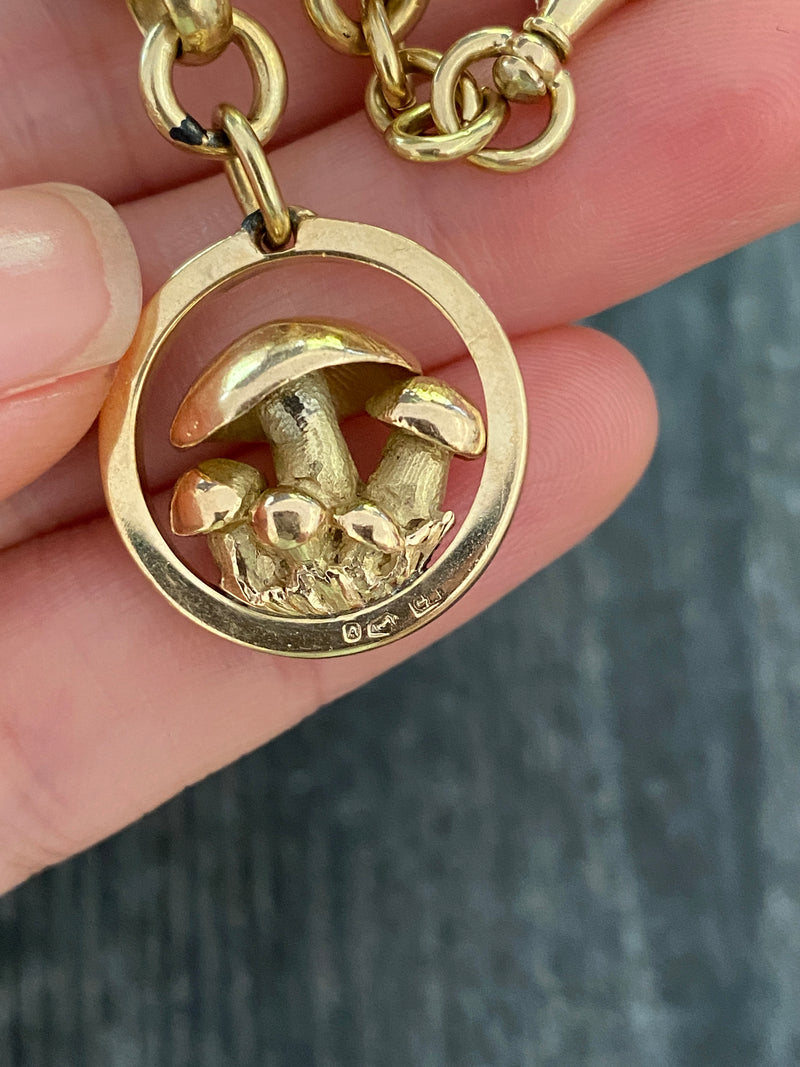 Antique 14K Gold Mushroom Fob and Pendant, 30.5 Grams