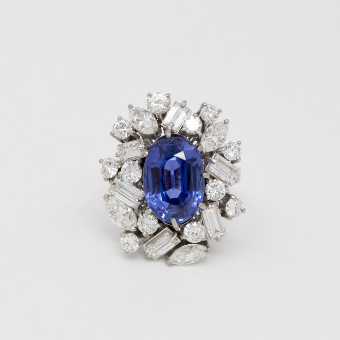 Rare 7.8 Carat GIA Certified No Heat Color Change Sapphire and Diamond 14K Gold Cocktail Ring - alpha-omega-jewelry