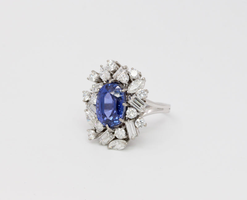 Rare 7.8 Carat GIA Certified No Heat Color Change Sapphire and Diamond 14K Gold Cocktail Ring - alpha-omega-jewelry