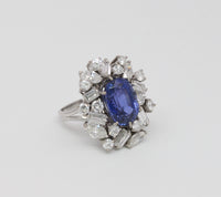 Rare 7.8 Carat GIA Certified No Heat Color Change Sapphire and Diamond 14K Gold Cocktail Ring - alpha-omega-jewelry