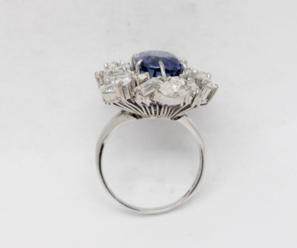 Rare 7.8 Carat GIA Certified No Heat Color Change Sapphire and Diamond 14K Gold Cocktail Ring - alpha-omega-jewelry