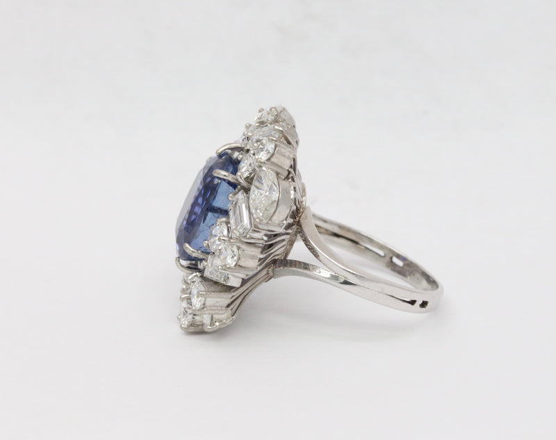 Rare 7.8 Carat GIA Certified No Heat Color Change Sapphire and Diamond 14K Gold Cocktail Ring - alpha-omega-jewelry