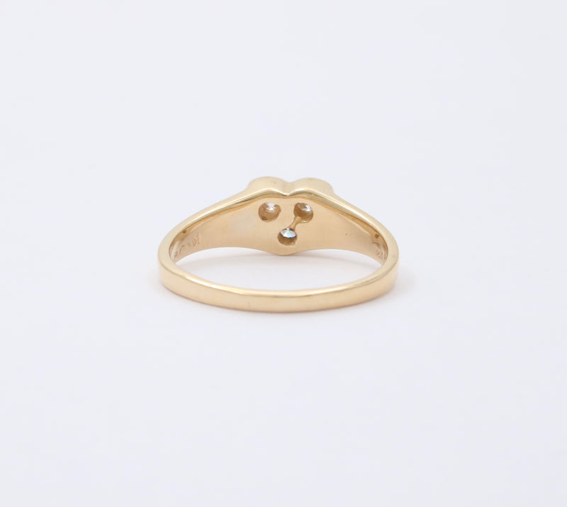 Vintage Diamond and 14K Gold Heart-Shaped Signet Ring