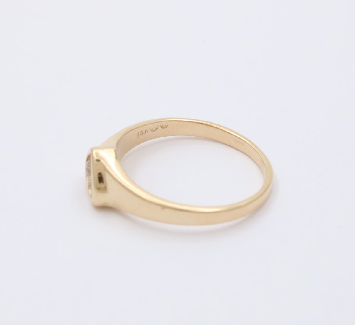 Vintage Diamond and 14K Gold Heart-Shaped Signet Ring