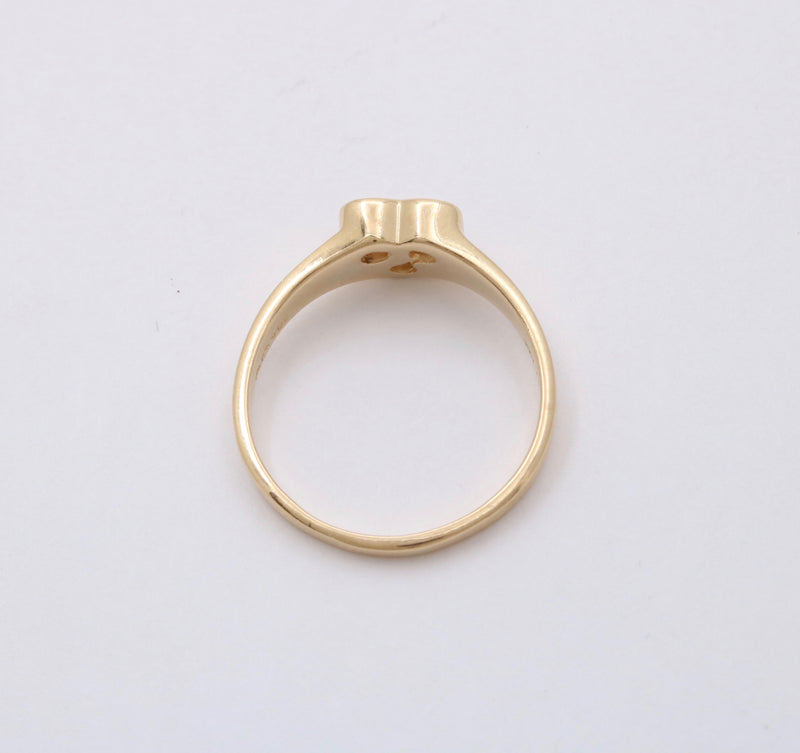 Vintage Diamond and 14K Gold Heart-Shaped Signet Ring