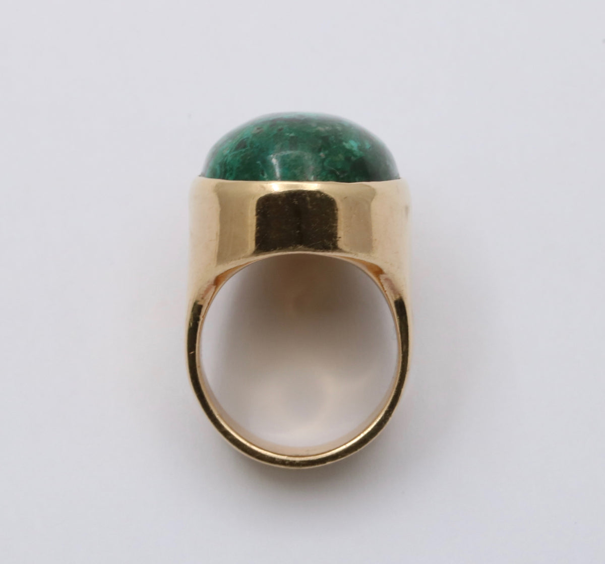 Large Vintage 14K Gold and Chrysocolla Signet Style Ring, 26.5 Grams