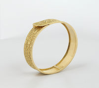 Vintage Zolotas 18K Gold Buckle Wide Bangle, Greek Designer Stacking Bracelet
