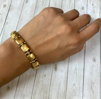 Late Victorian 18K Gold Double Sided Panel Reversible Slide Bracelet