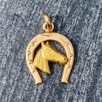 Vintage 18K Gold Horseshoe and Horse Charm