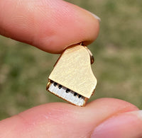 Vintage 14K Gold and Enamel Articulated Grand Piano Charm