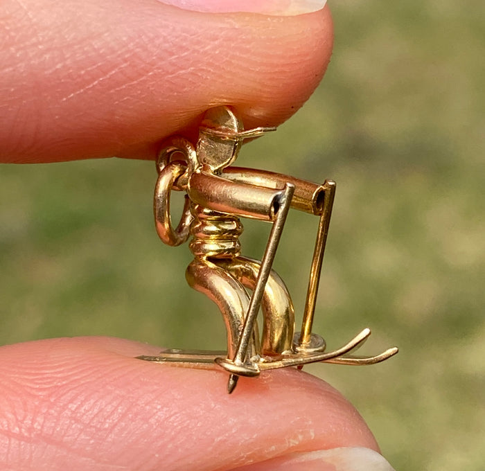 Abstract 18K Gold Skier Charm