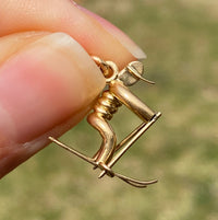 Abstract 18K Gold Skier Charm