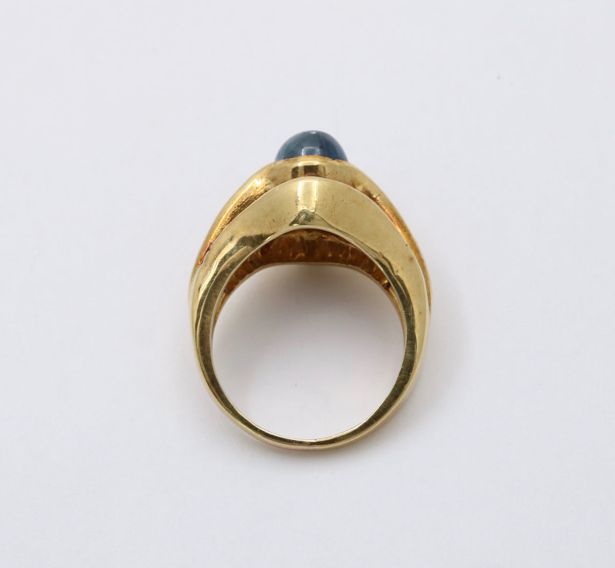 Vintage Sapphire and Diamond “Eye” Shaped 18K Gold Dinner Ring