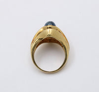 Vintage Sapphire and Diamond “Eye” Shaped 18K Gold Dinner Ring