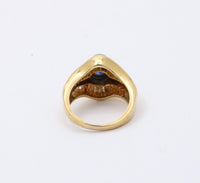 Vintage Sapphire and Diamond “Eye” Shaped 18K Gold Dinner Ring