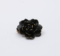 Art Nouveau 14K Gold and Black Enamel Rose Pin