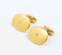 Antique 14K Gold and Diamond Classic Cufflinks - alpha-omega-jewelry
