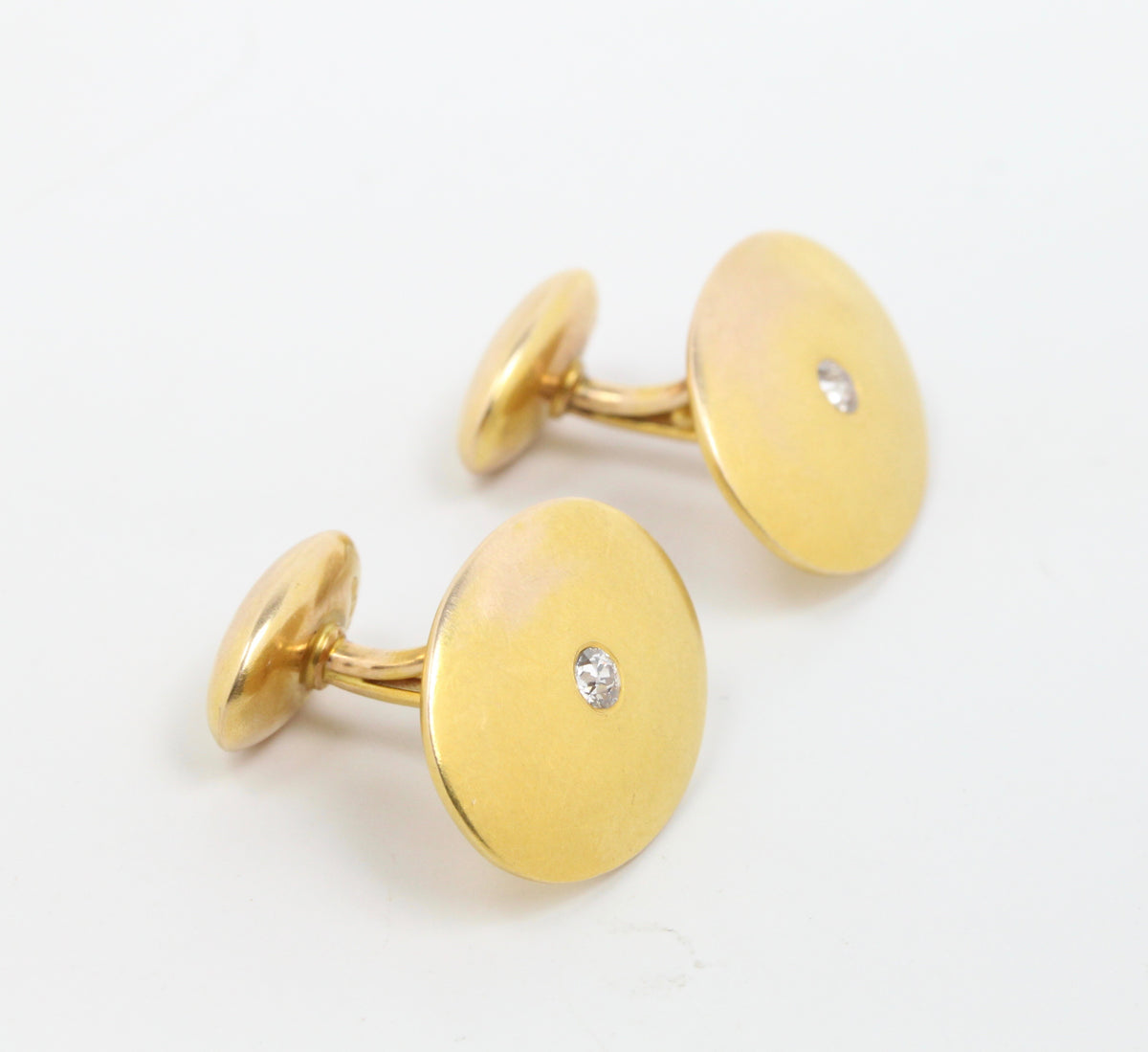 Antique 14K Gold and Diamond Classic Cufflinks - alpha-omega-jewelry