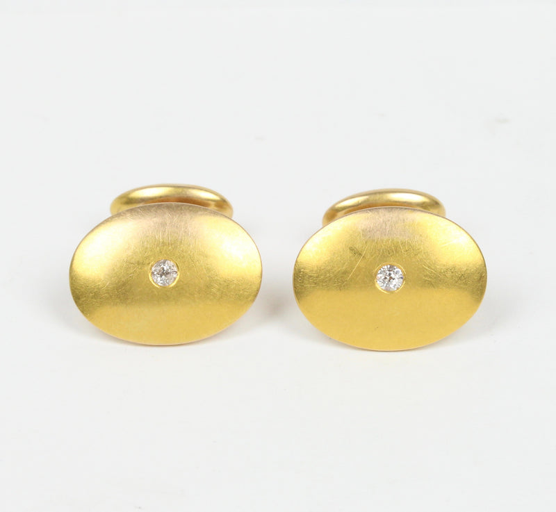 Antique 14K Gold and Diamond Classic Cufflinks - alpha-omega-jewelry