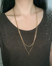 Art Deco 14K Gold Curb Link Longuard Chain, 60” Long