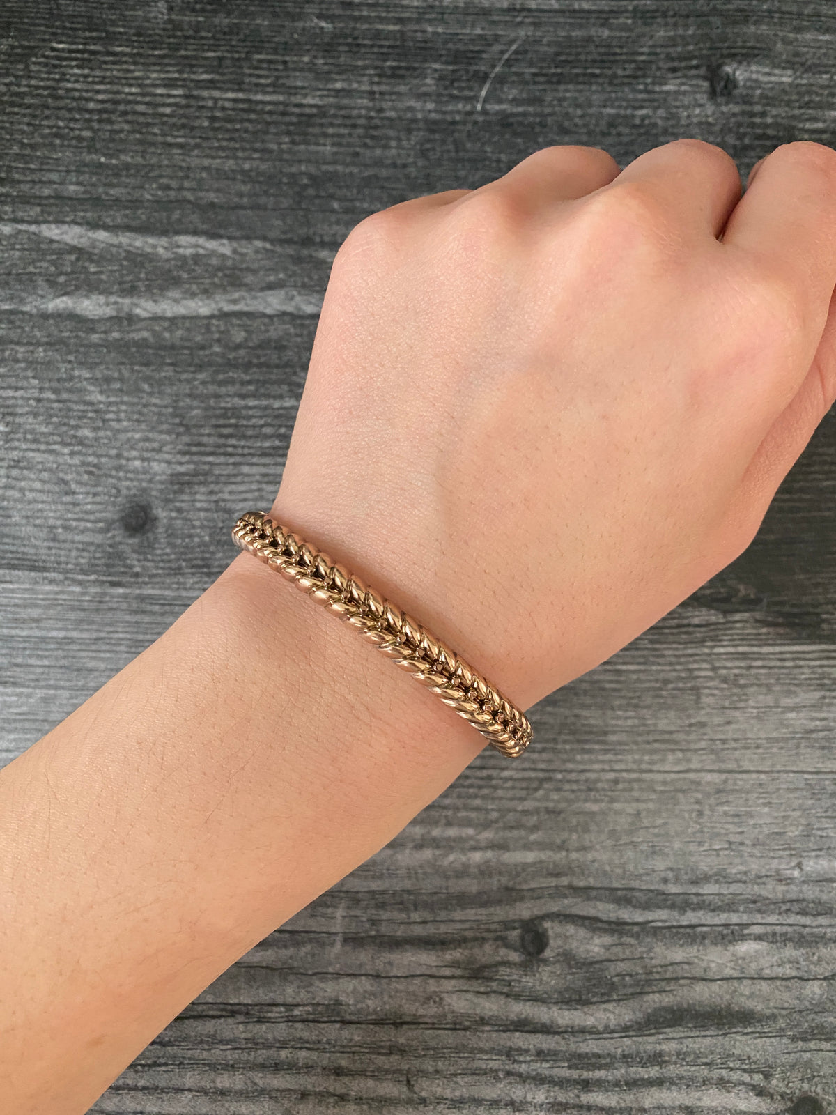Vintage 9K Gold Plaited Pattern Bangle Bracelet
