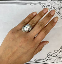 Vintage Baroque Pearl and 1 Carat Diamond Platinum Dinner Ring