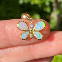 Australian Opal, Diamond, and 18K Gold Butterfly Charm