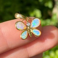 Australian Opal, Diamond, and 18K Gold Butterfly Charm