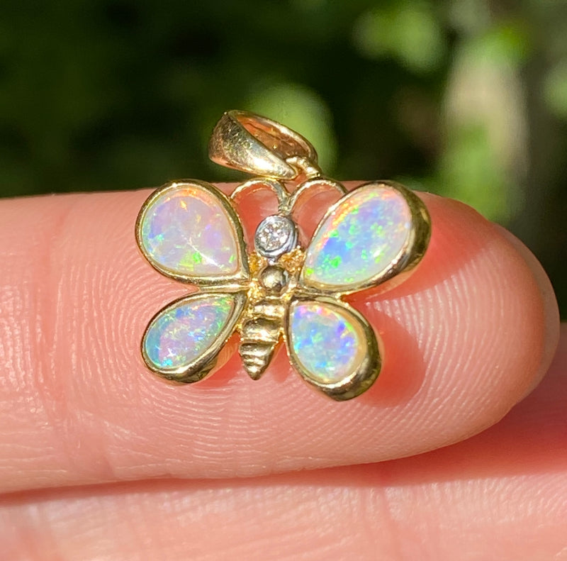 Australian Opal, Diamond, and 18K Gold Butterfly Charm