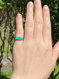 Antique Five Stone Turquoise and 14K Gold Band, Stacking Ring