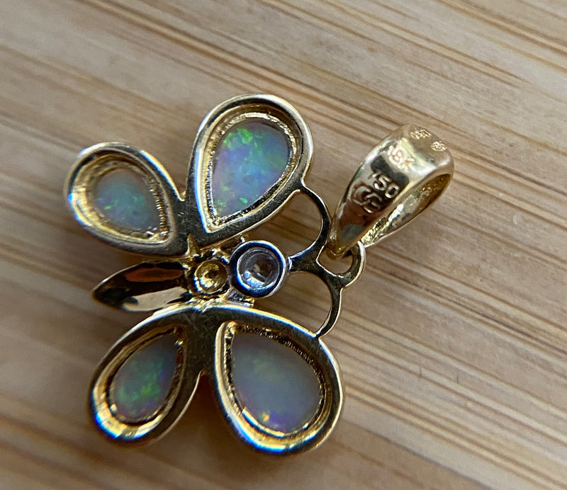Australian Opal, Diamond, and 18K Gold Butterfly Charm