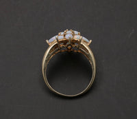 Vintage Opal and 10K Gold Snowflake Cluster Ring