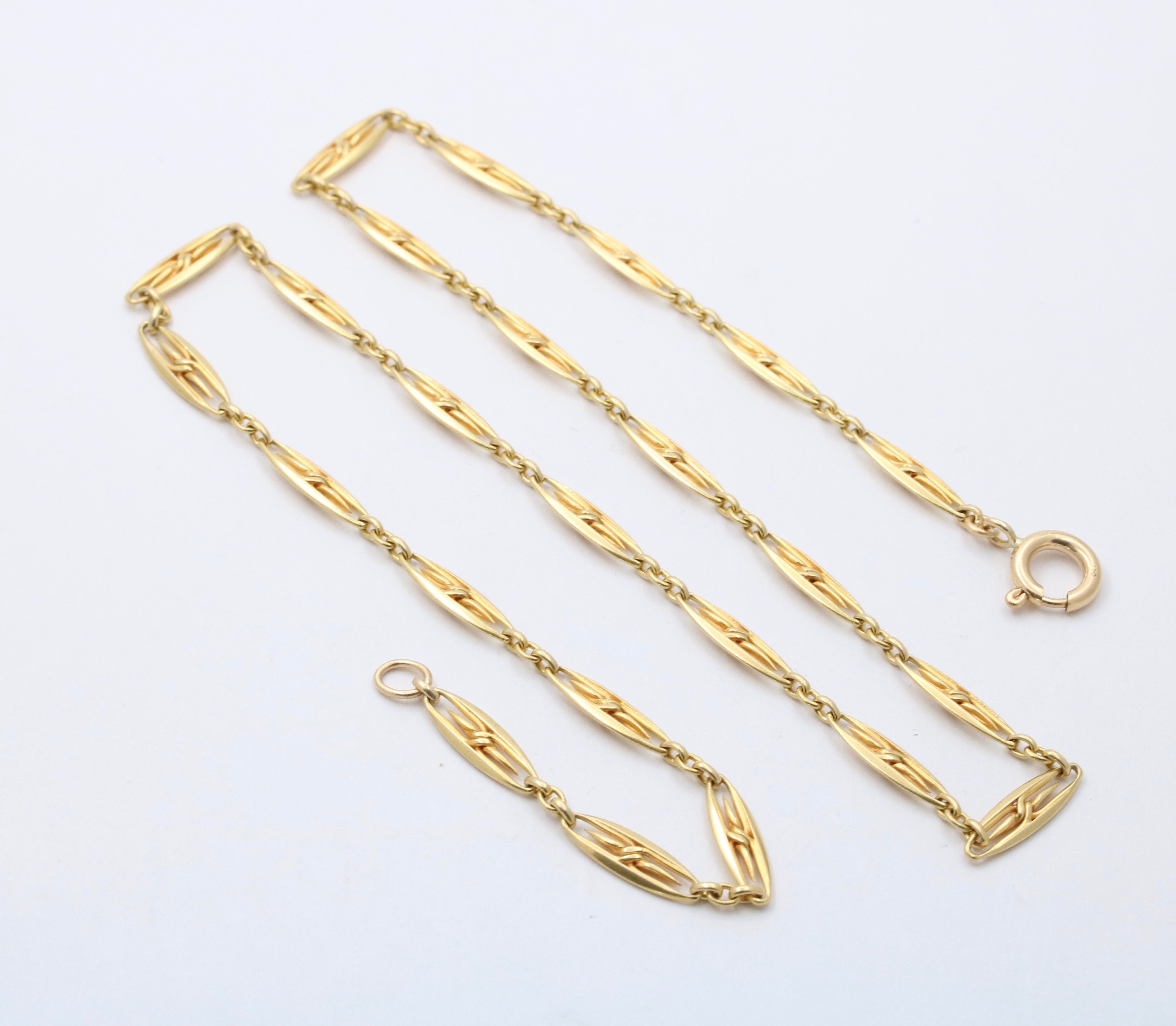 Antique Victorian Long Gold Chain, 55 Inches, in 14K #515000 – Beladora