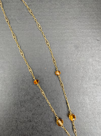 Art Deco 14K Gold and Citrine Briolette Drop Filigree Necklace