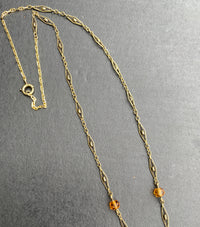 Art Deco 14K Gold and Citrine Briolette Drop Filigree Necklace